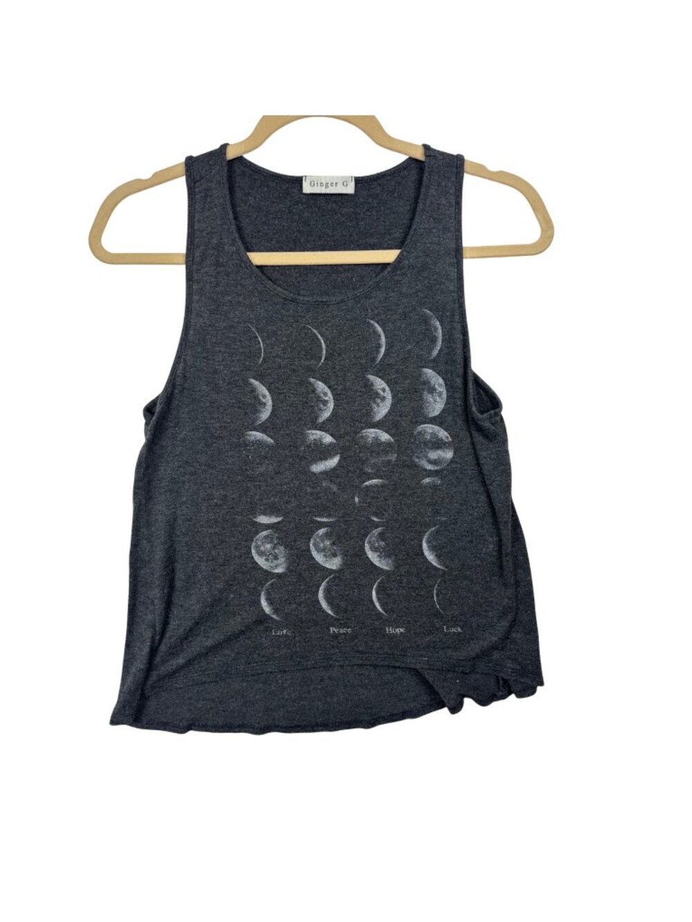 ✨3/$30 Ginger G Womens S Grey Moon Phase Tank Top Sleeveless Scoop Neck Casual